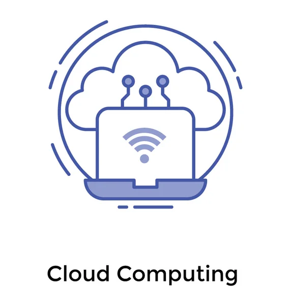 Хмара Ноутбуком Піктограма Хмарної Мережі — стоковий вектор