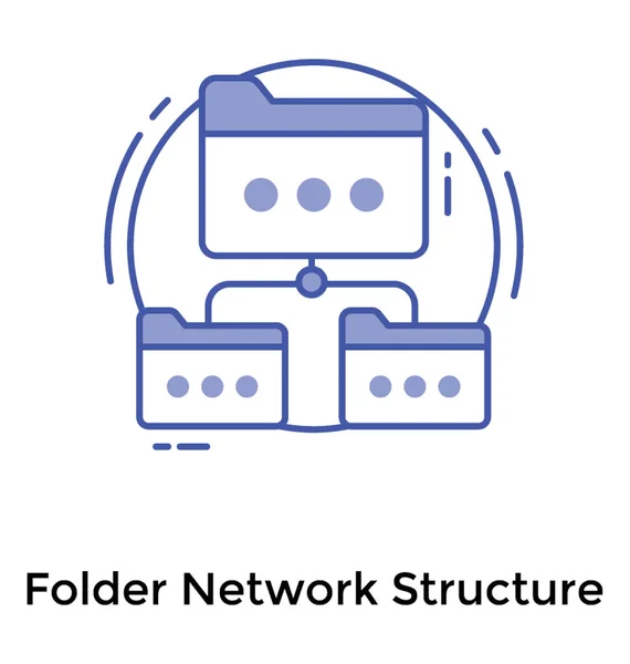 Icône Structure Réseau Dossier Dans Conception Ligne — Image vectorielle