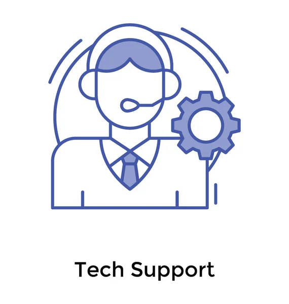 Tech Support Ikoontje Lijn Ontwerp — Stockvector