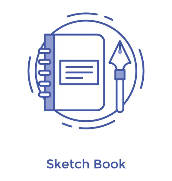 Icono Cuaderno Bocetos Diseño Línea — Archivo Imágenes Vectoriales