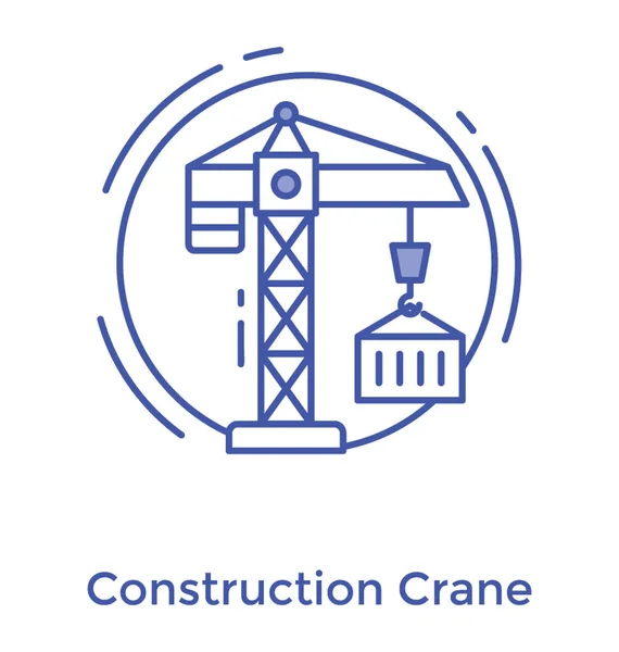 Grue Construction Ligne Icône — Image vectorielle