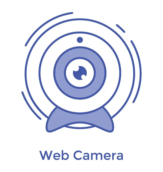 Icône Webcam Dans Conception Ligne Isolé Sur Fond Blanc — Image vectorielle
