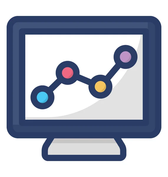 Vector Plano Del Icono Analítica Línea — Vector de stock