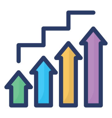 Büyüme grafik düz simgesi, gelir büyüme kavramı 