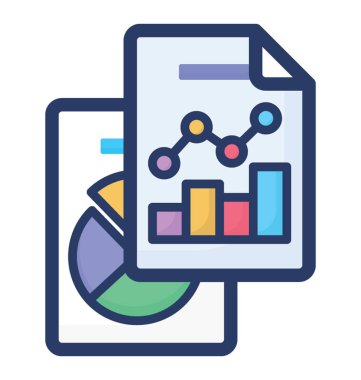 Beyaz arka planda yalıtılmış Grafik raporları simgesi 