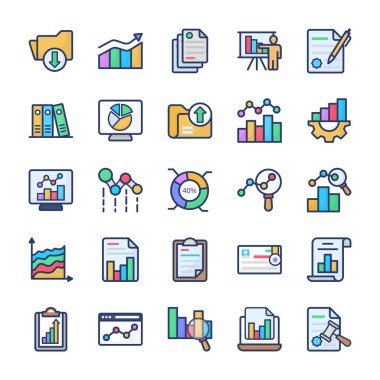 Grafik analizi düz simgeler paketi 