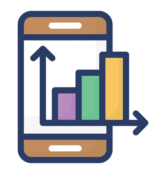 Mobile Analytics Icon Geïsoleerd Witte Achtergrond — Stockvector