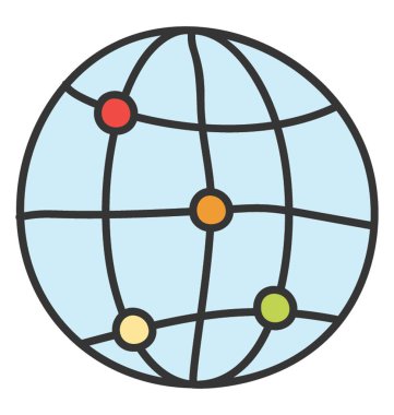 Doodle vektörü küresel ağ simgesi 