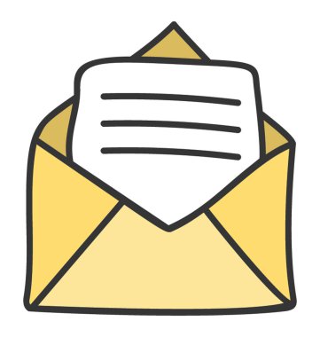 Doodle Vektördeki mesaj simgesi 