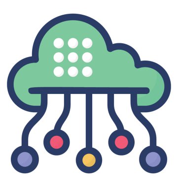 Beyaz arka planda izole bulut ağının simgesi 