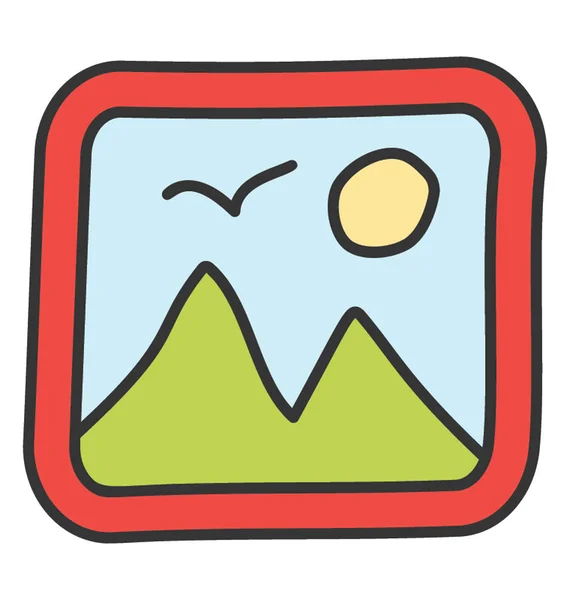 Doodle Vector Del Icono Del Paisaje — Vector de stock