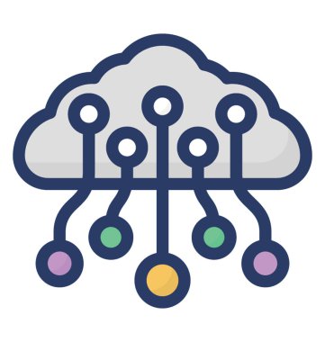 Beyaz arka planda izole bulut ağının simgesi 