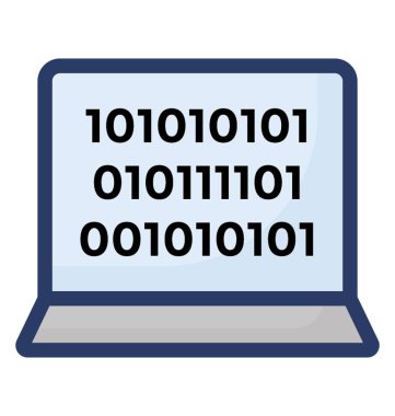 Düz simge tasarımında ikili kod 