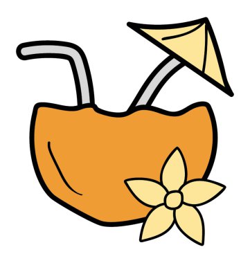 Doodle vector 'da Hindistan cevizi suyu 