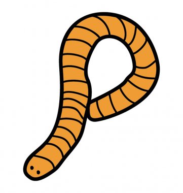 Earthworm Doodle vektör simgesi 