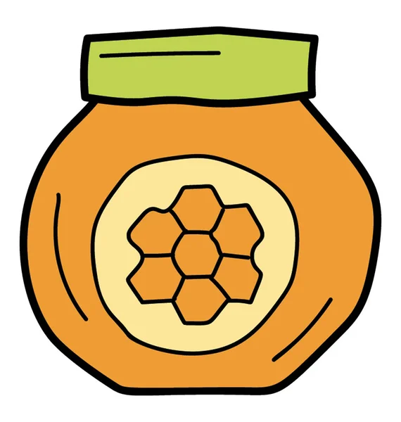 Ein Luftdichtes Glas Honig Doodle Ikone — Stockvektor