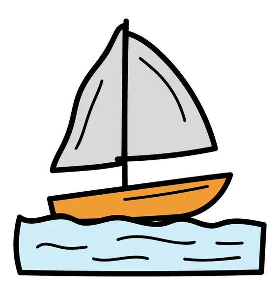 Дизайн Каракулей Иконы Лодки — стоковый вектор