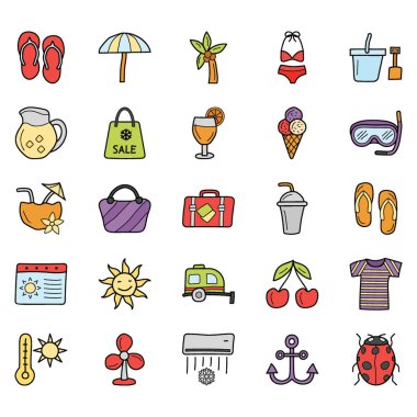 Yaz tatilleri simgeler paketi