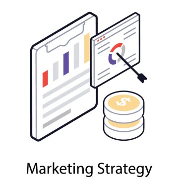 Pazarlama stratejisi izometrik simgesi 