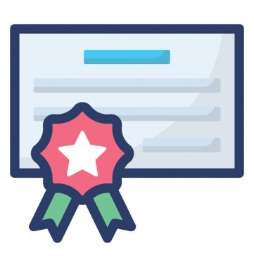 Düz sertifika veya diploma simge tasarlamak vektör 