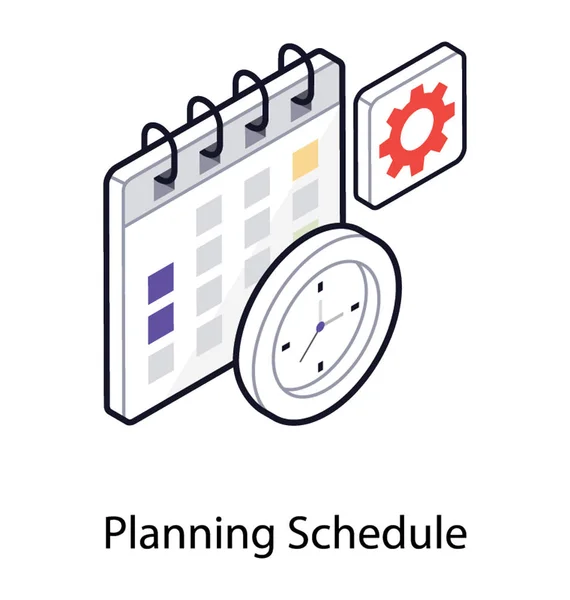 Programação Planejamento Ícone Isométrico —  Vetores de Stock