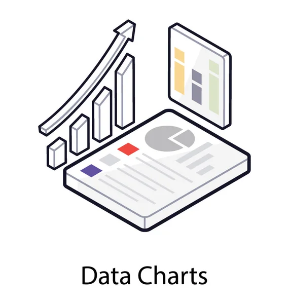 Gráficos Datos Ícono Isométrico Analítico — Archivo Imágenes Vectoriales