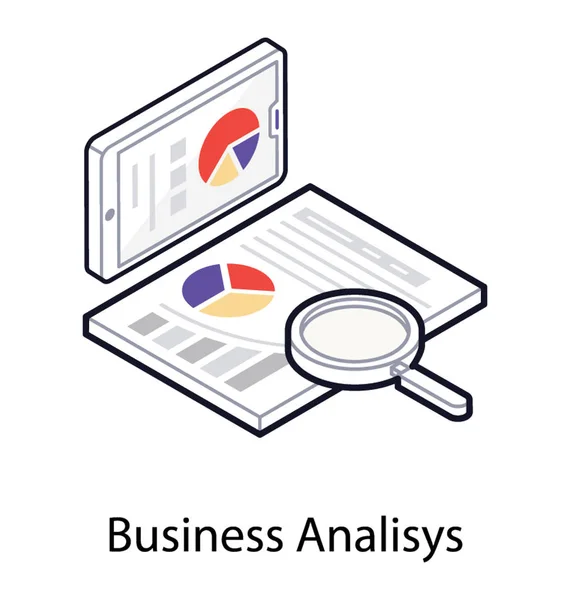 Ikona Izometryczna Analizy Biznesowej — Wektor stockowy