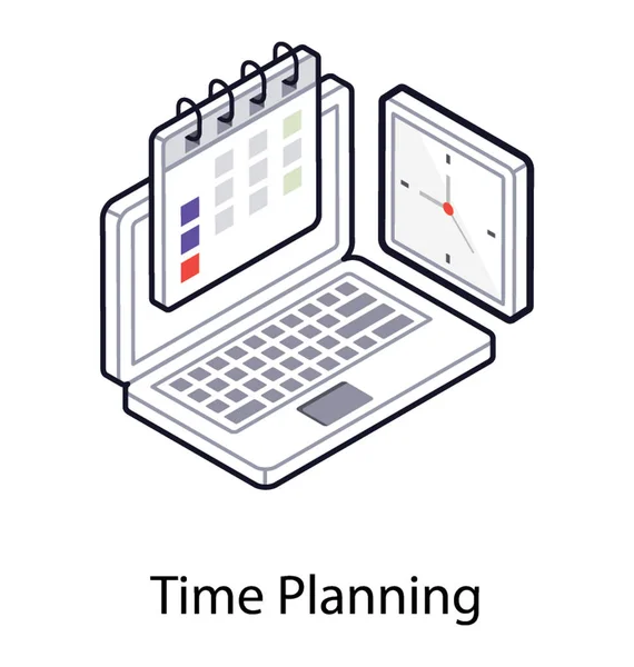 Planificador Tiempo Diseño Iconos Isométricos — Vector de stock