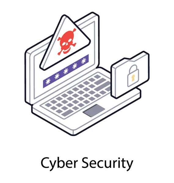 Cybersecurity Isometrisches Symbol Bedrohungsschutzkonzept — Stockvektor