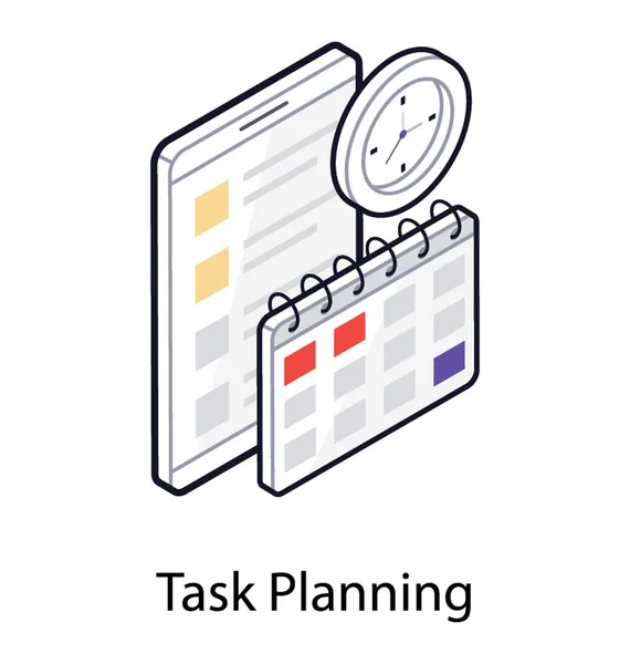 Taakplanning Isometrisch Icoon — Stockvector