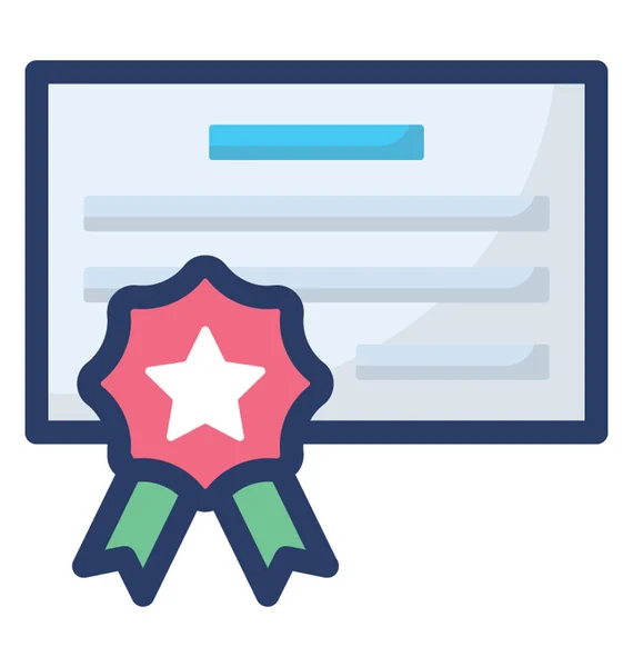 Certificado Diseño Plano Diploma Icono Vector — Vector de stock