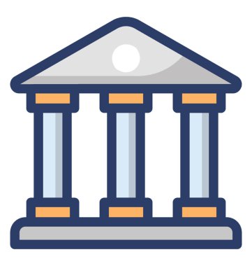 Düz tasarımda banka simgesi.