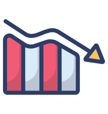 Düz tasarımda azalan grafik simgesi.