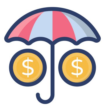 Finansal sigorta simgesinin düz tasarımı.