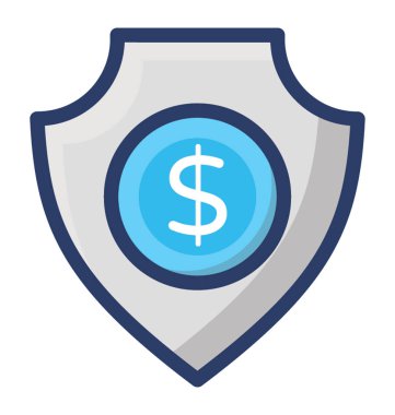 Para güvenliği simgesinin düz vektör tasarımı.