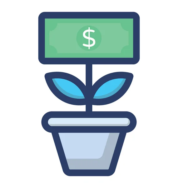 Diseño Plano Icono Planta Dinero — Vector de stock