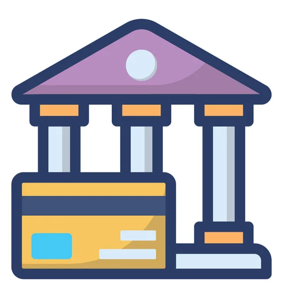 Εικονίδιο Τράπεζας Επίπεδη Σχεδίαση — Διανυσματικό Αρχείο