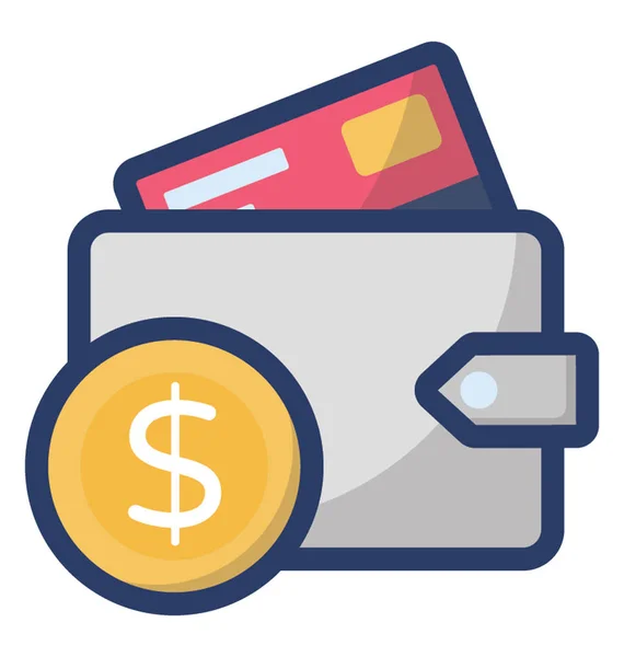 Digitaal Wallet Icoon Plat Ontwerp — Stockvector