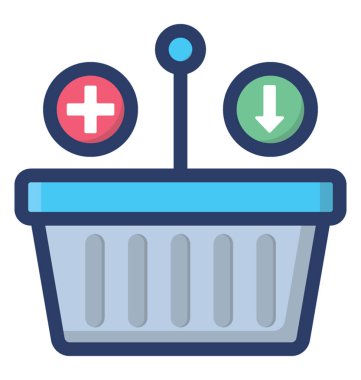 Sepet simgesine ekleme, düz vektör tasarımı.