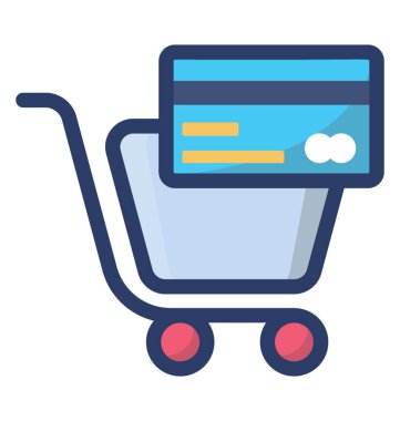 Kartlı ödeme simgesinin düz vektör tasarımı.