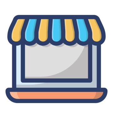 Online mağaza simgesinin düz vektör tasarımı.