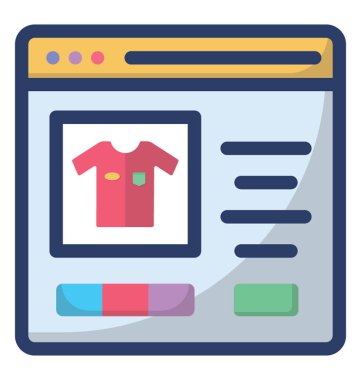 Alışveriş web sitesi simgesinin düz vektör tasarımı.