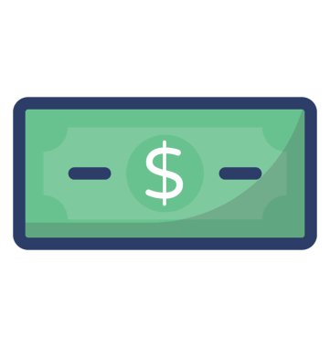 Kağıt para simgesinin düz vektör tasarımı.