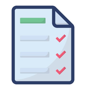 Kontrol listesi simgesi, düz vektör tasarımı.