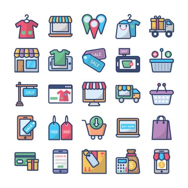 alışveriş ve ticaret Icons set