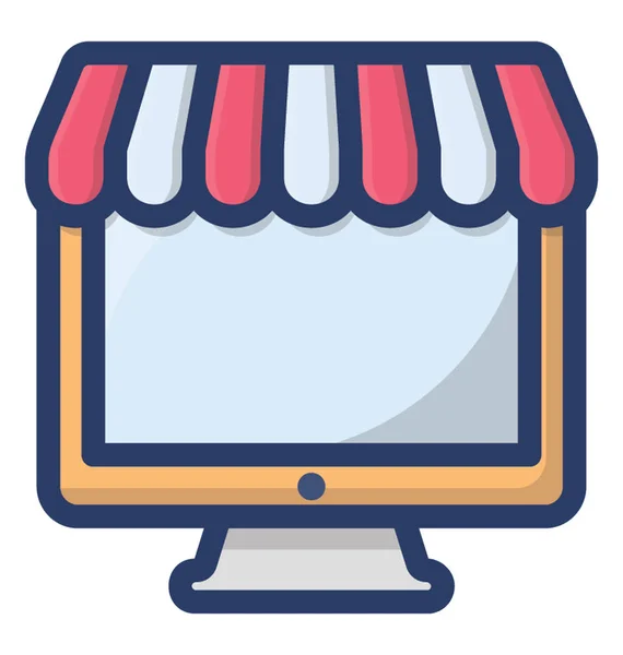 Plat Vector Ontwerp Van Online Shop Icon — Stockvector