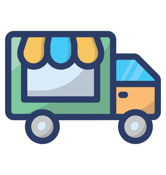 Flat Vector Design Delivery Van Icon — Stock Vector