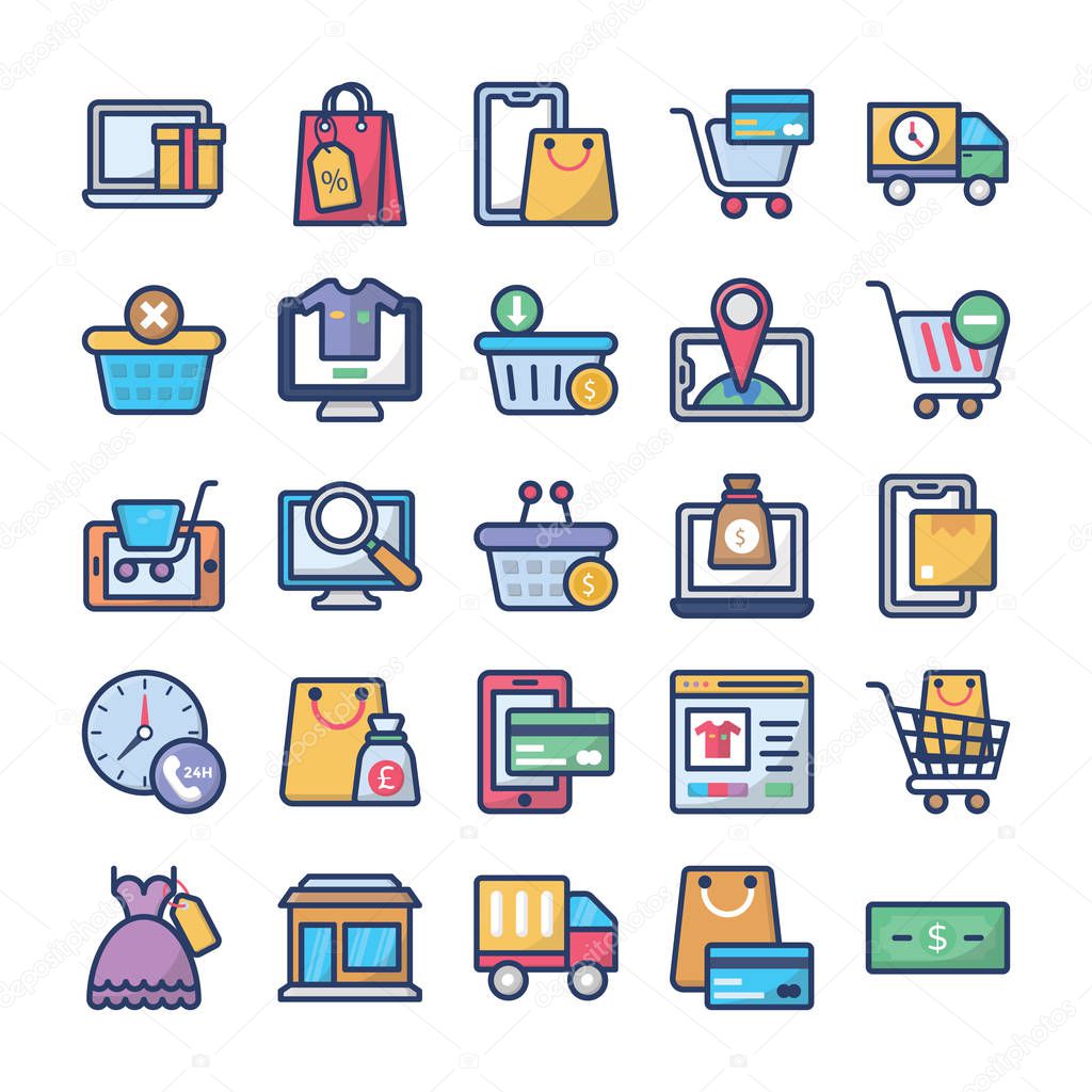 Shopping and Commerce Icons Bundle 