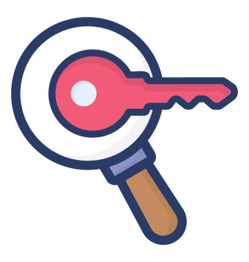 Anahtar arama simgesinin düz vektör tasarımı.