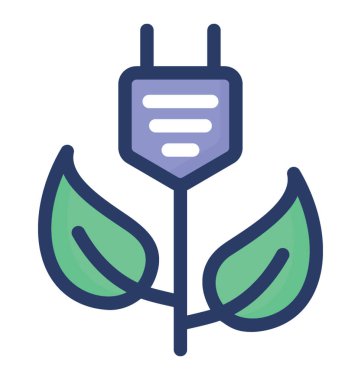 Biyoenerjiyi gösteren bir fişle bağlı yaprakların simgesi 